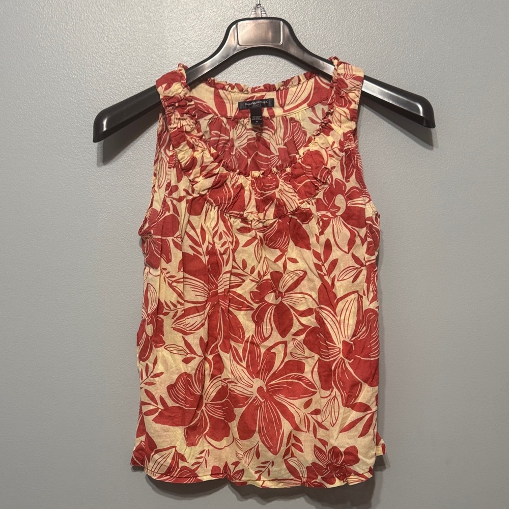 Banana Republic Floral Tank Top in Red and Cream